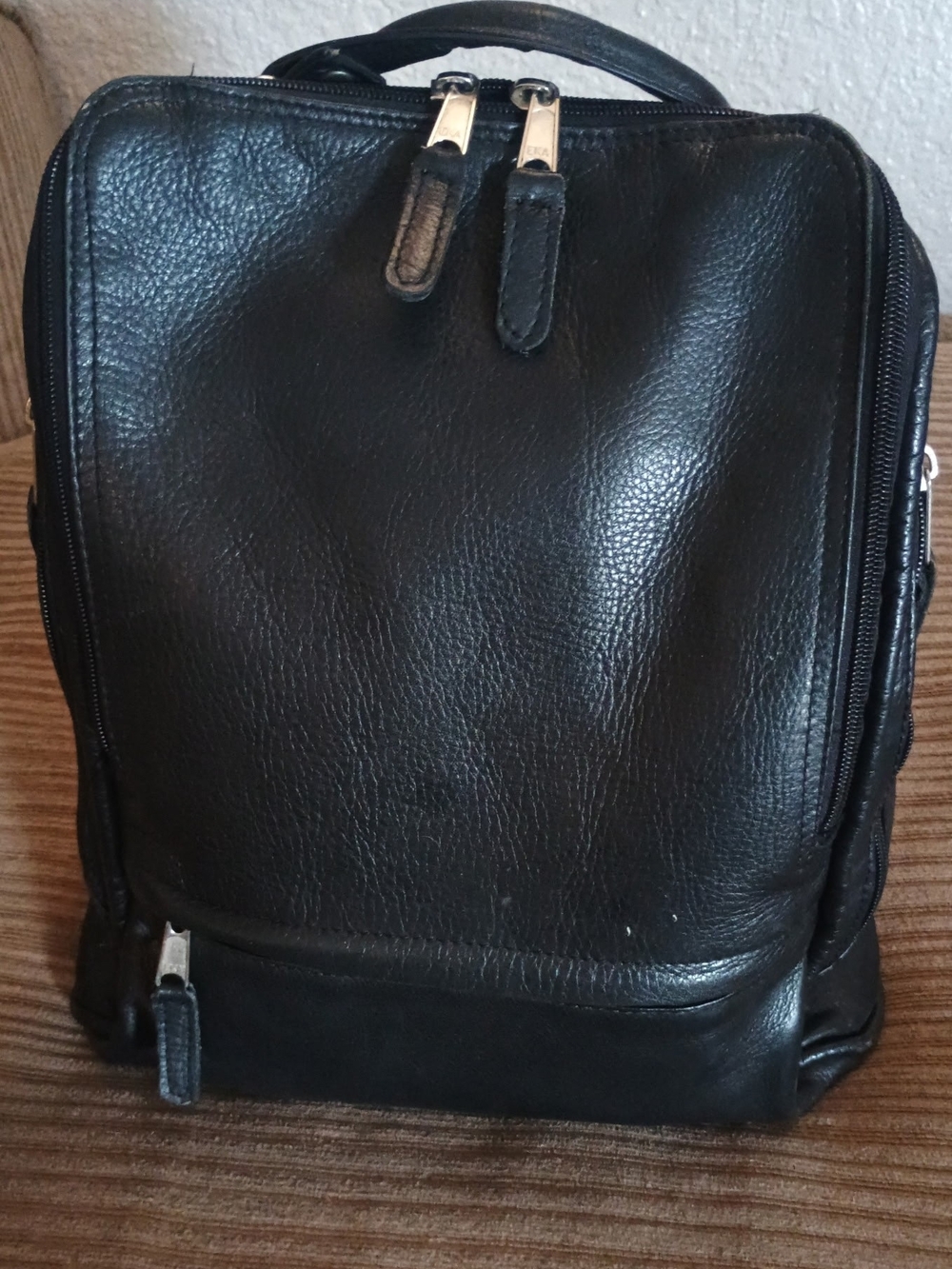 Black Leather latico Travel Backpack - Classic Carry